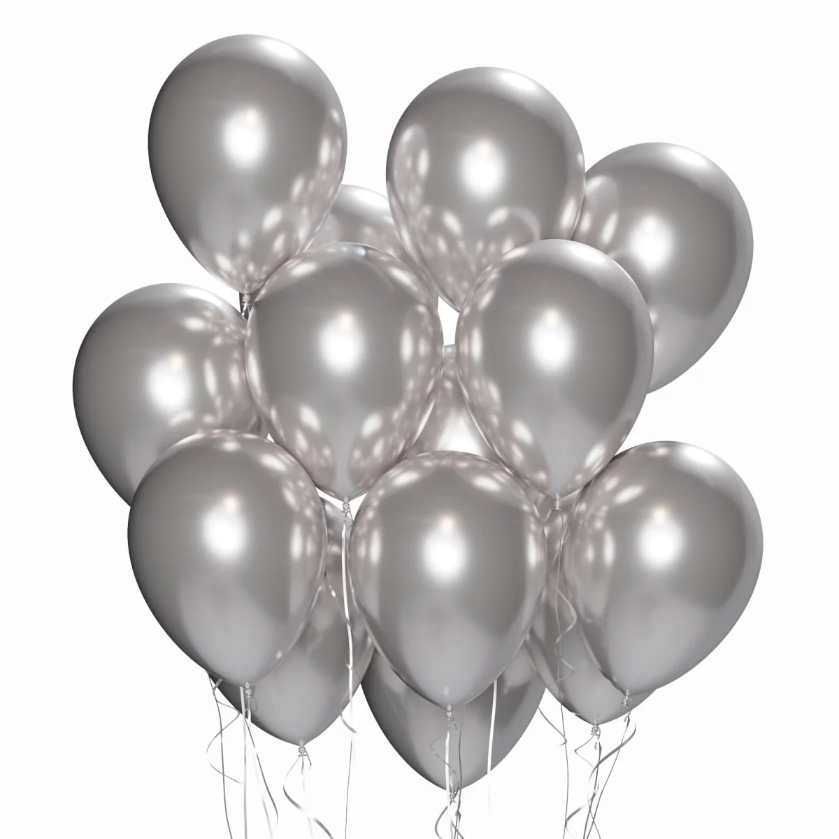 Silver Latex Balloon 12 Inches, Chrome Collection, 72 Count