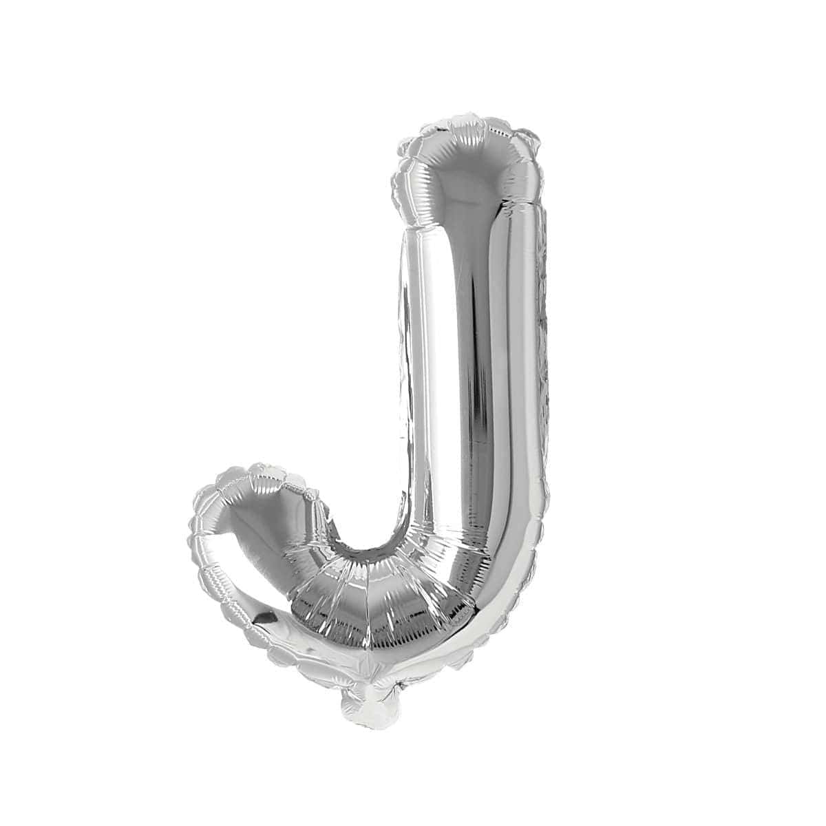 Silver Letter J Foil Balloon, 16 Inches
