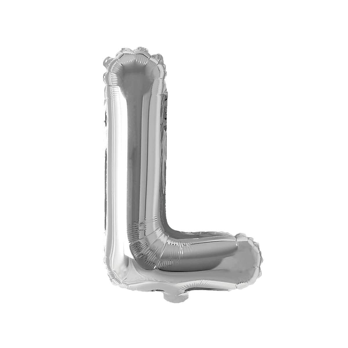 Silver Letter L Foil Balloon, 16 Inches