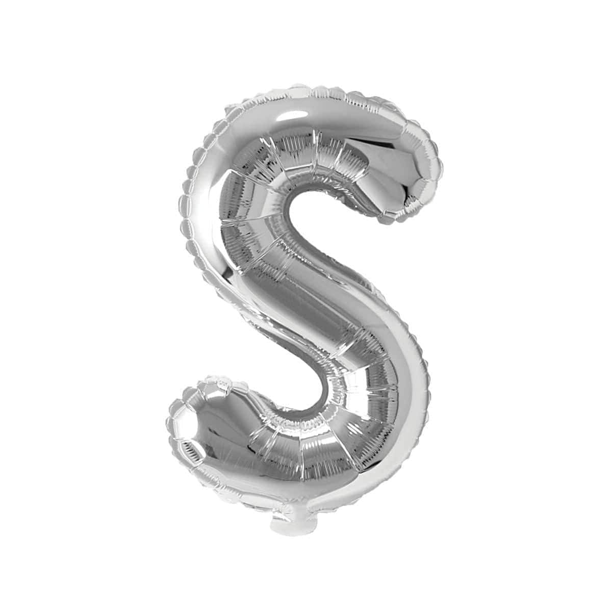Silver Letter S Foil Balloon, 16 Inches