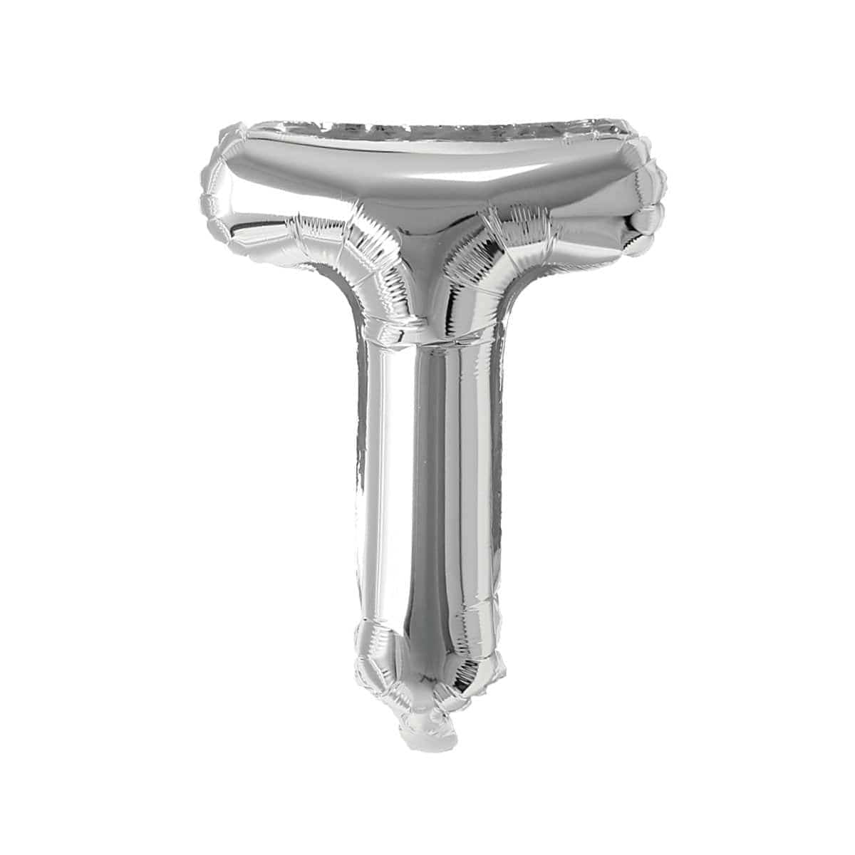Silver Letter T Foil Balloon, 16 Inches