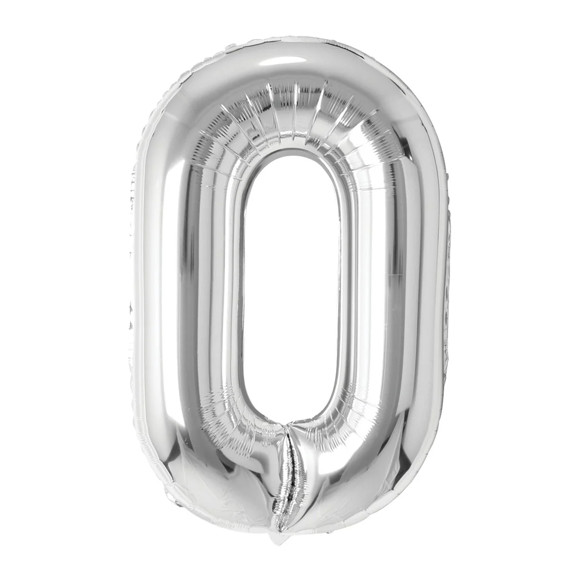 Silver Number 0 Foil Balloon, 26 Inches, 1 Count