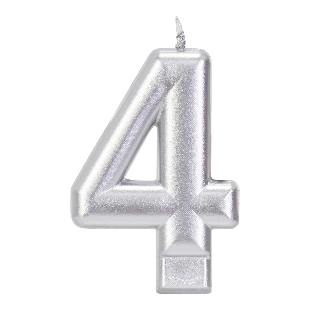 Silver Number 4 Birthday Candle, 1 Count
