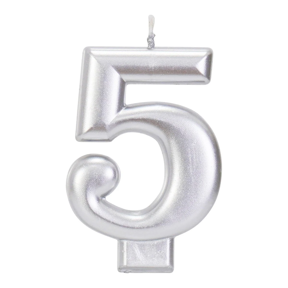 Silver Number 5 Birthday Candle, 1 Count