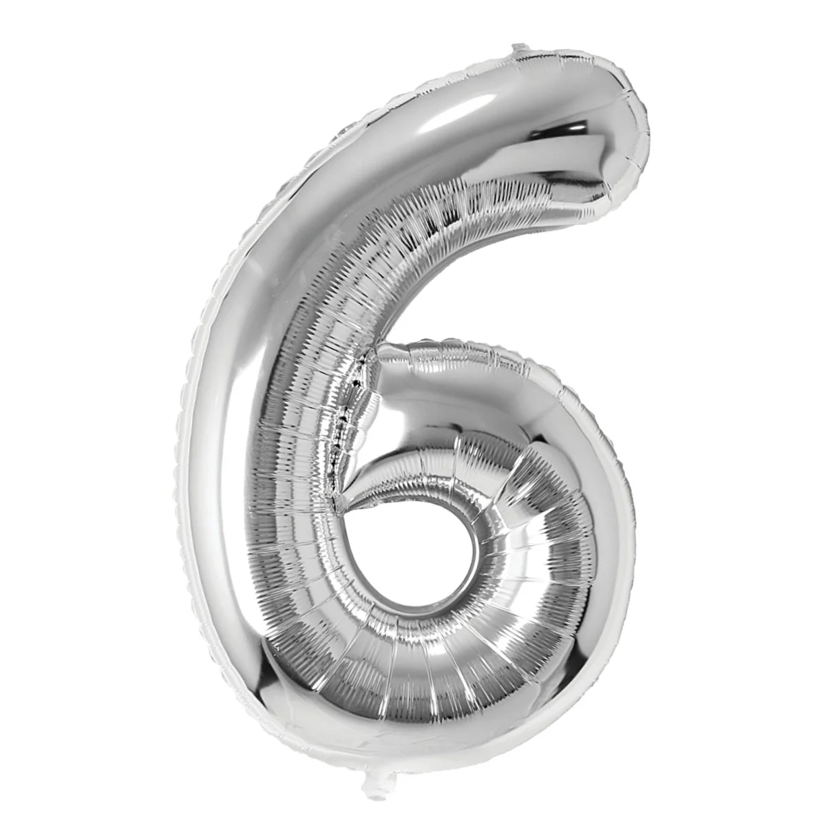 Silver Number 6 Foil Balloon, 26 Inches, 1 Count