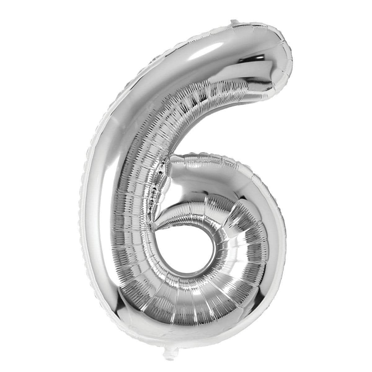 Silver Number 6 Foil Balloon, 34 Inches