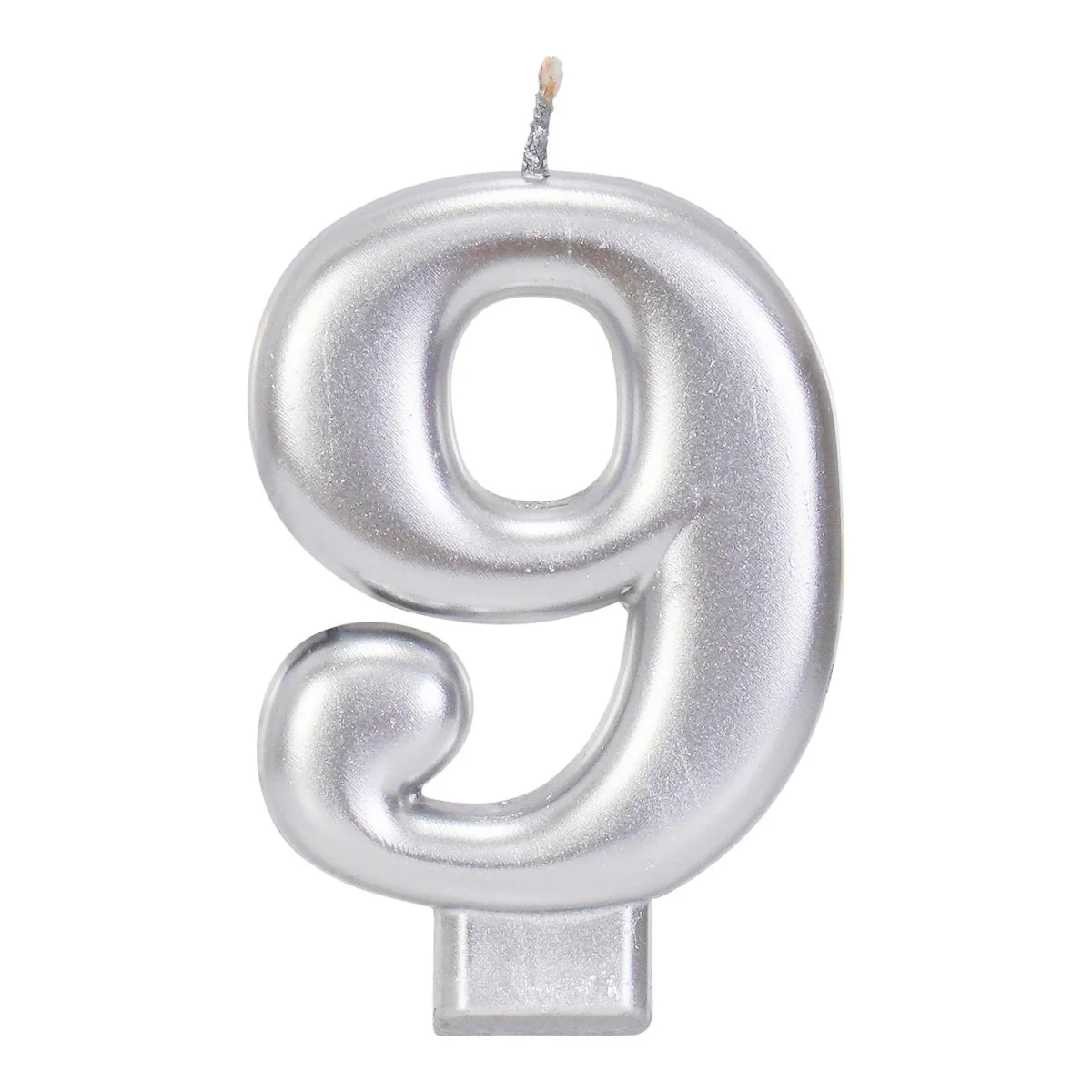 Silver Number 9 Birthday Candle, 1 Count