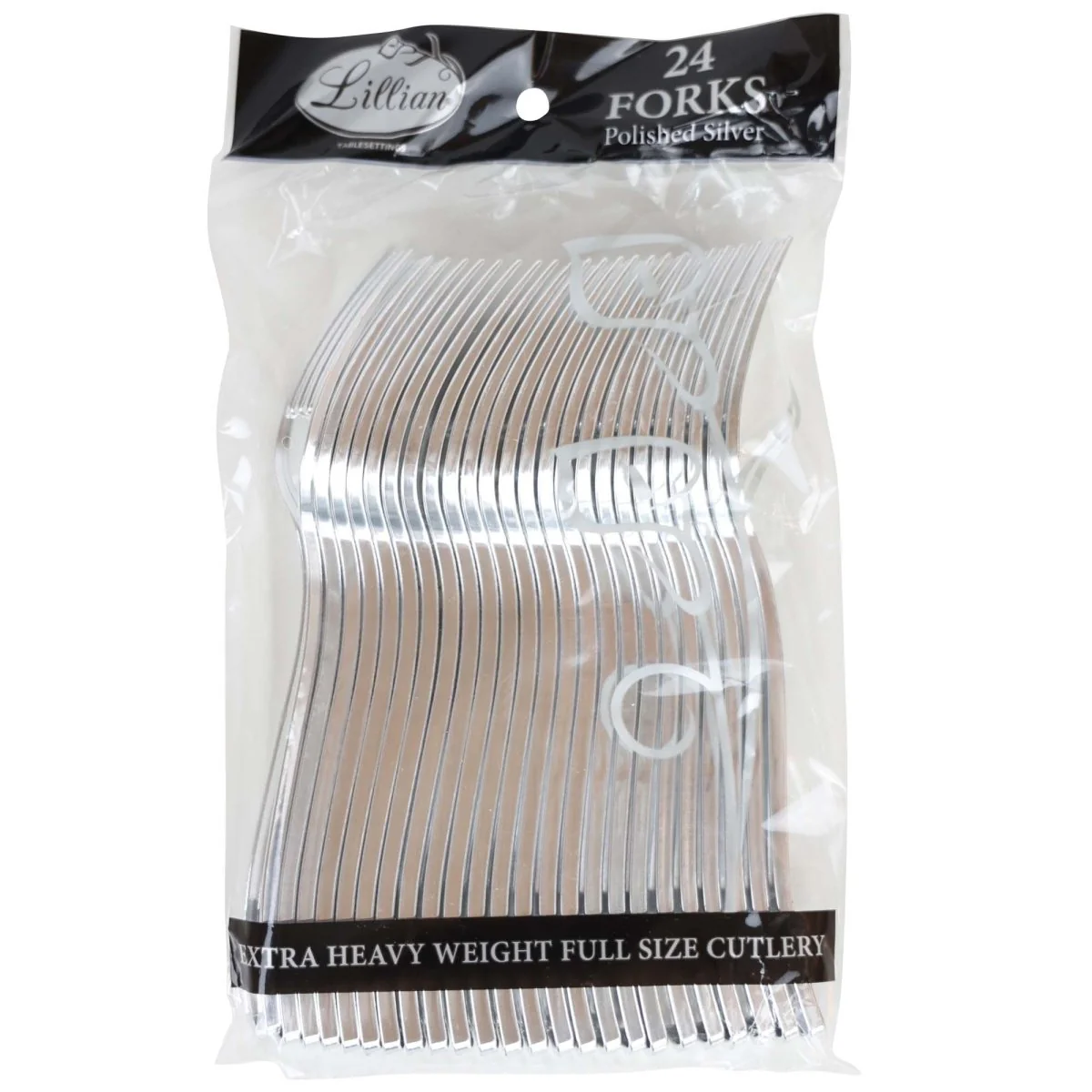 Silver Plastic Forks, 24 Count