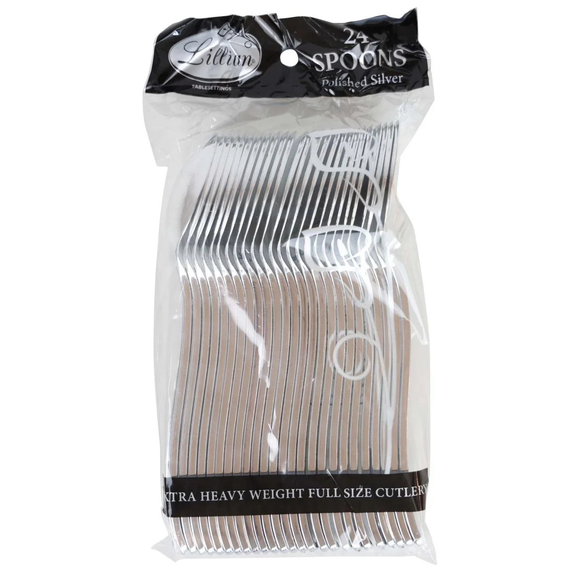 Silver Plastic Spoons, 24 Count