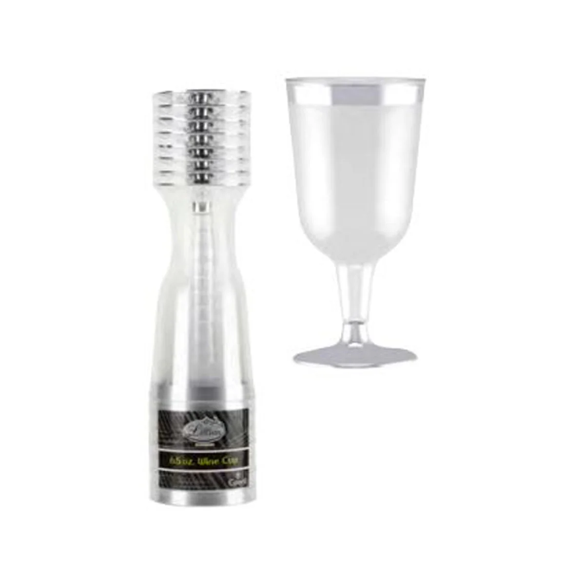 Silver Plastic Wine Cups, 6 Oz, 8 Count