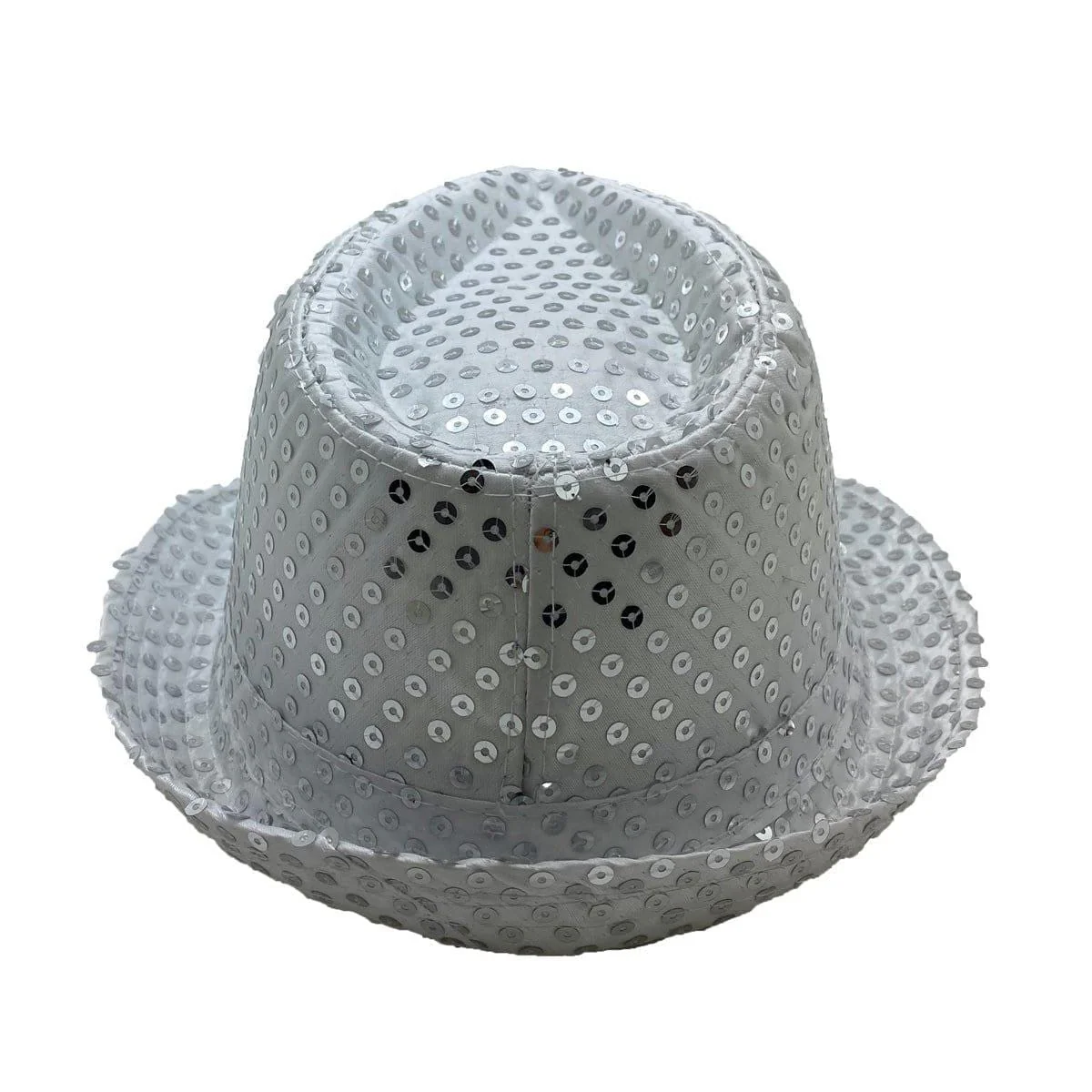 Silver sequin fedora hat for adults - Image 4