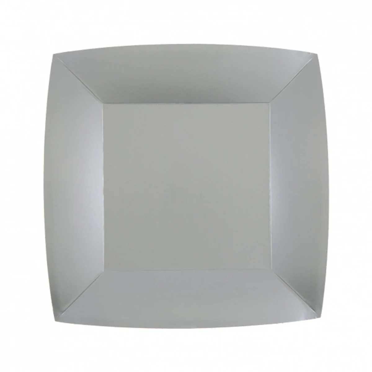 Silver Small Square Compostable Dessert Party Paper Plates, 7 Inches, 10 Count