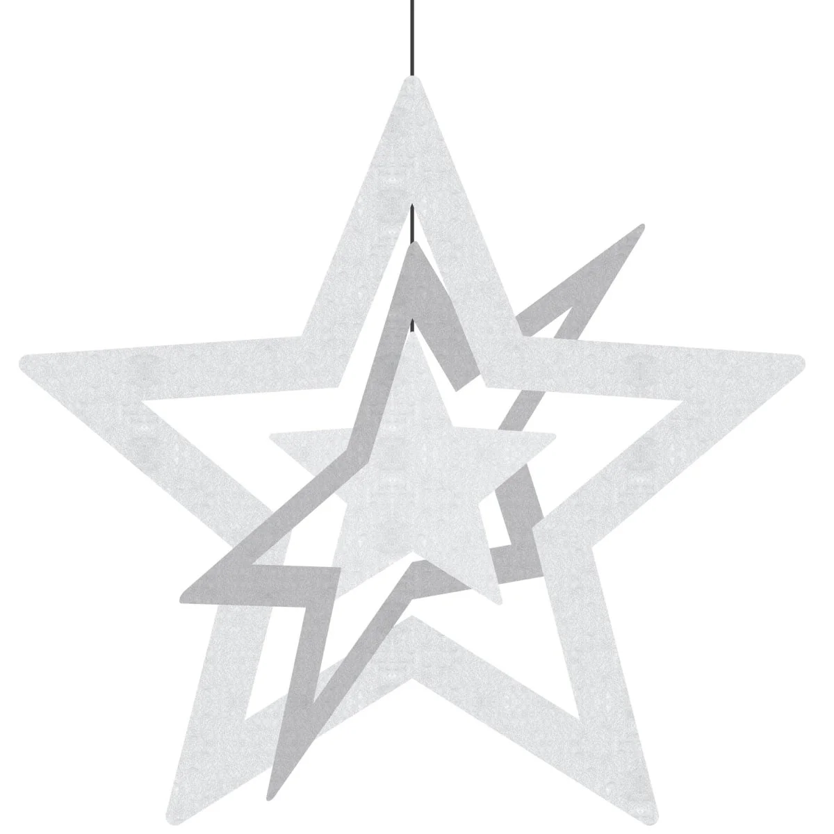 Silver Star Hanging Decorations, 8.5 Inches, 3 Count - Image 2
