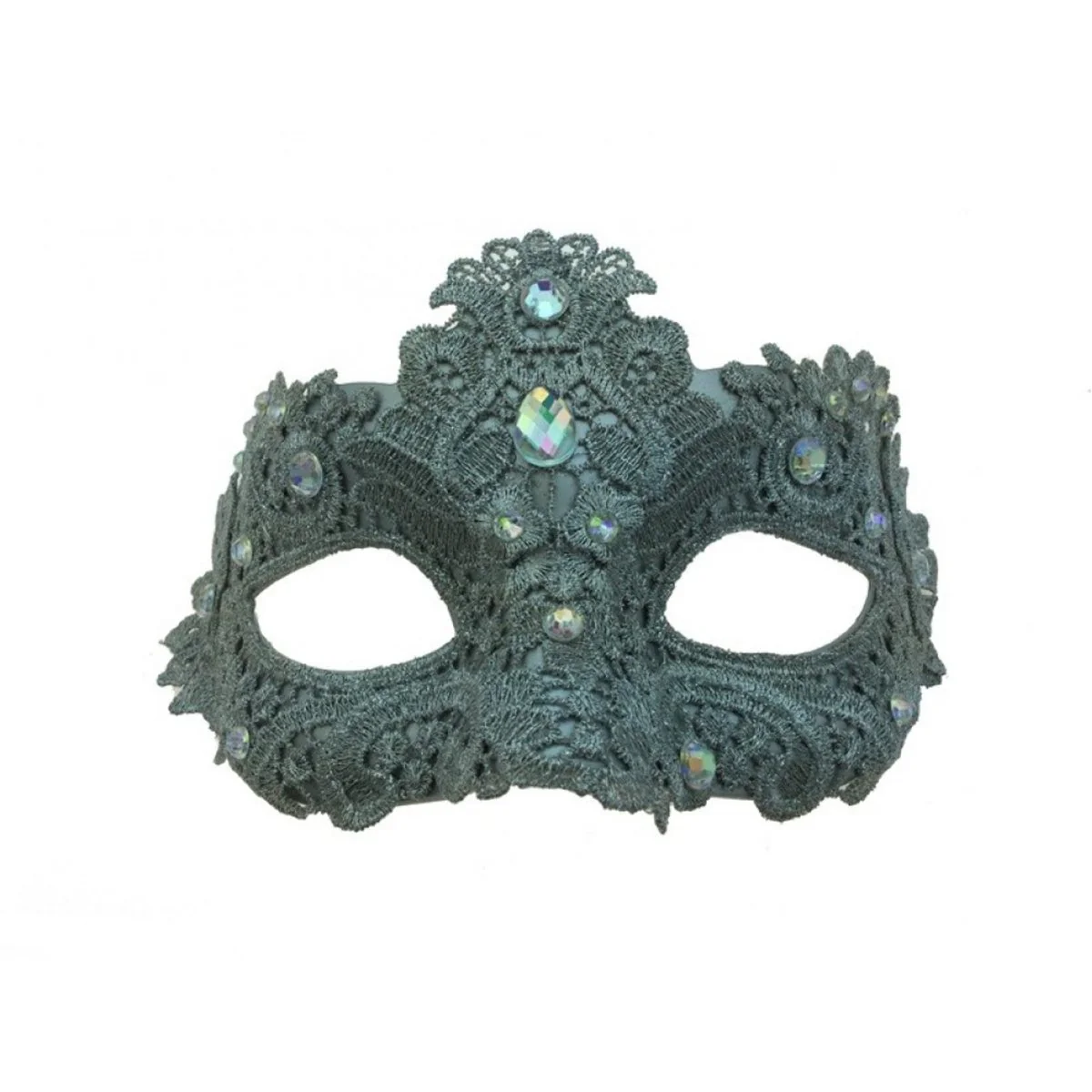 Silver Venetian Mask with Brocade Lace, 1 Count