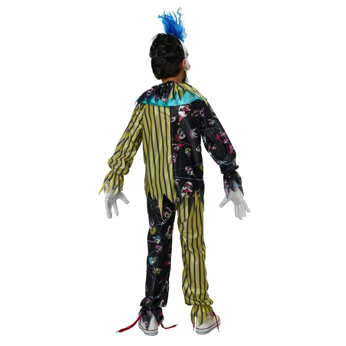 Sinister Skull Clown Costume for Kids, Black and Gold Shirt and Pants - Image 5