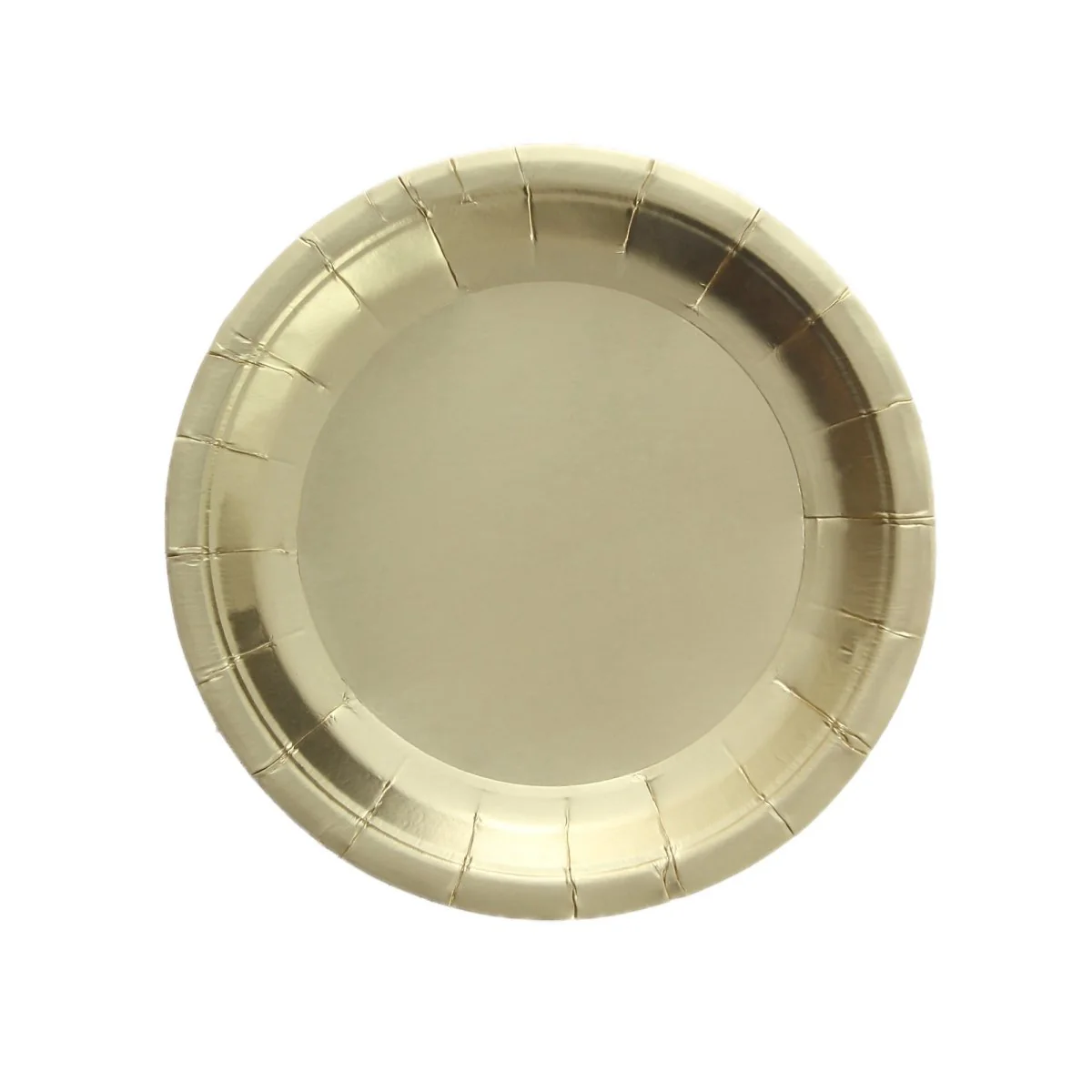 Chrome Gold Small Round Dessert Paper Plates, 7 Inches, 8 Count