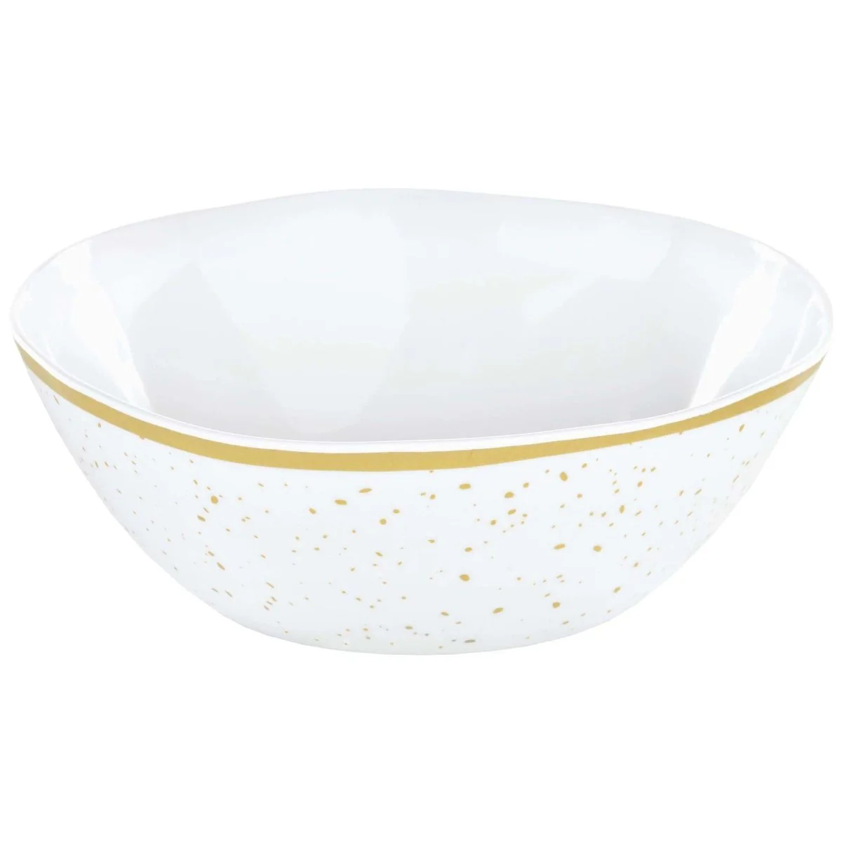 Small White and Gold Melamine Bowl, 6 Inches, 1 Count