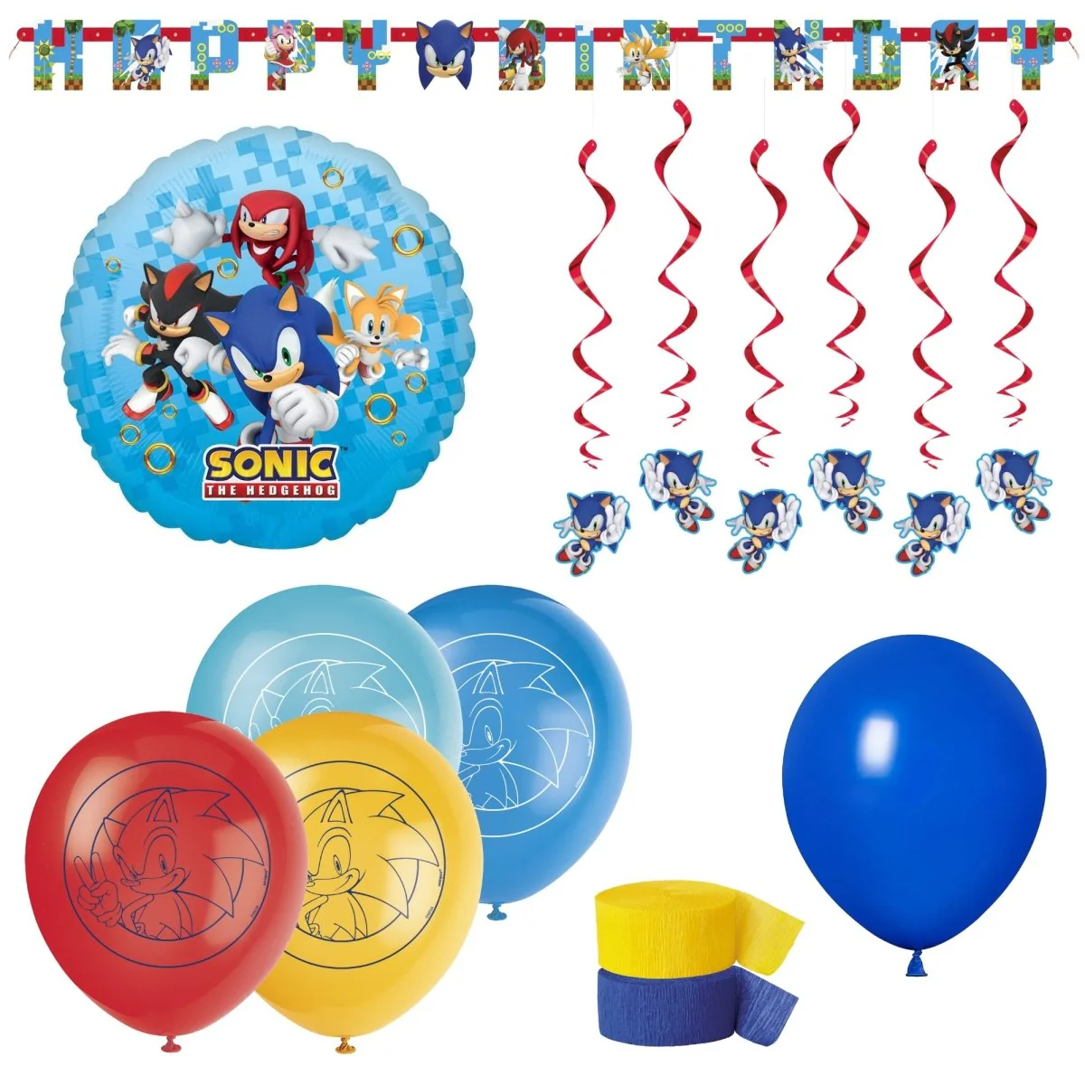 Sonic Basic Decoration Party Supplies Kit, 8 Guests