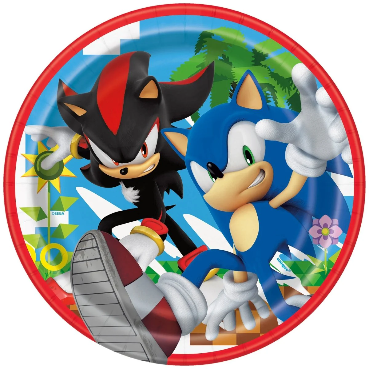 Sonic the Hedgehog Small Round Dessert Paper Plates, 7 Inches, 8 Count