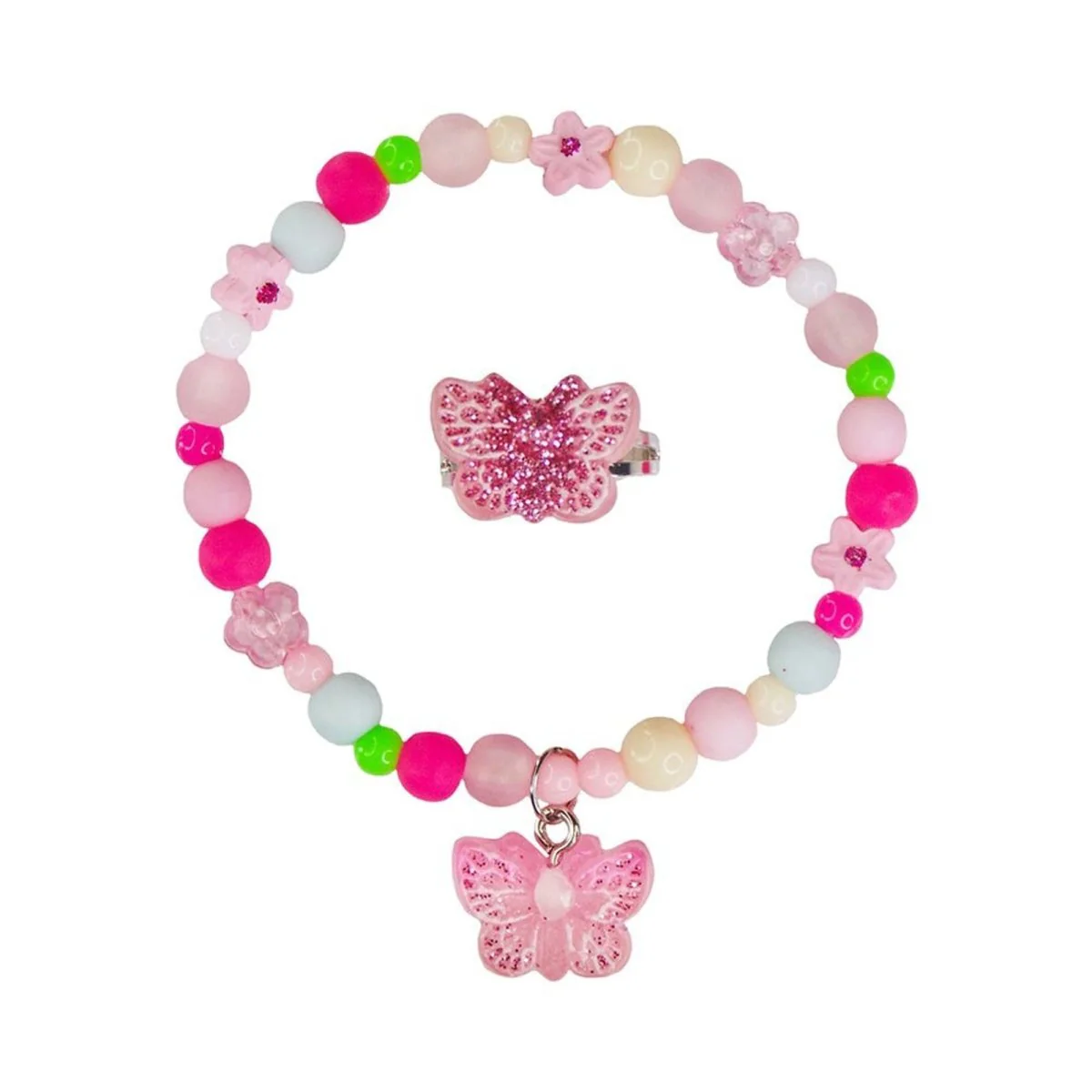 Sparkle Butterfly Bracelet and Ring Set for Kids, Assortment, 2 Count - Image 2