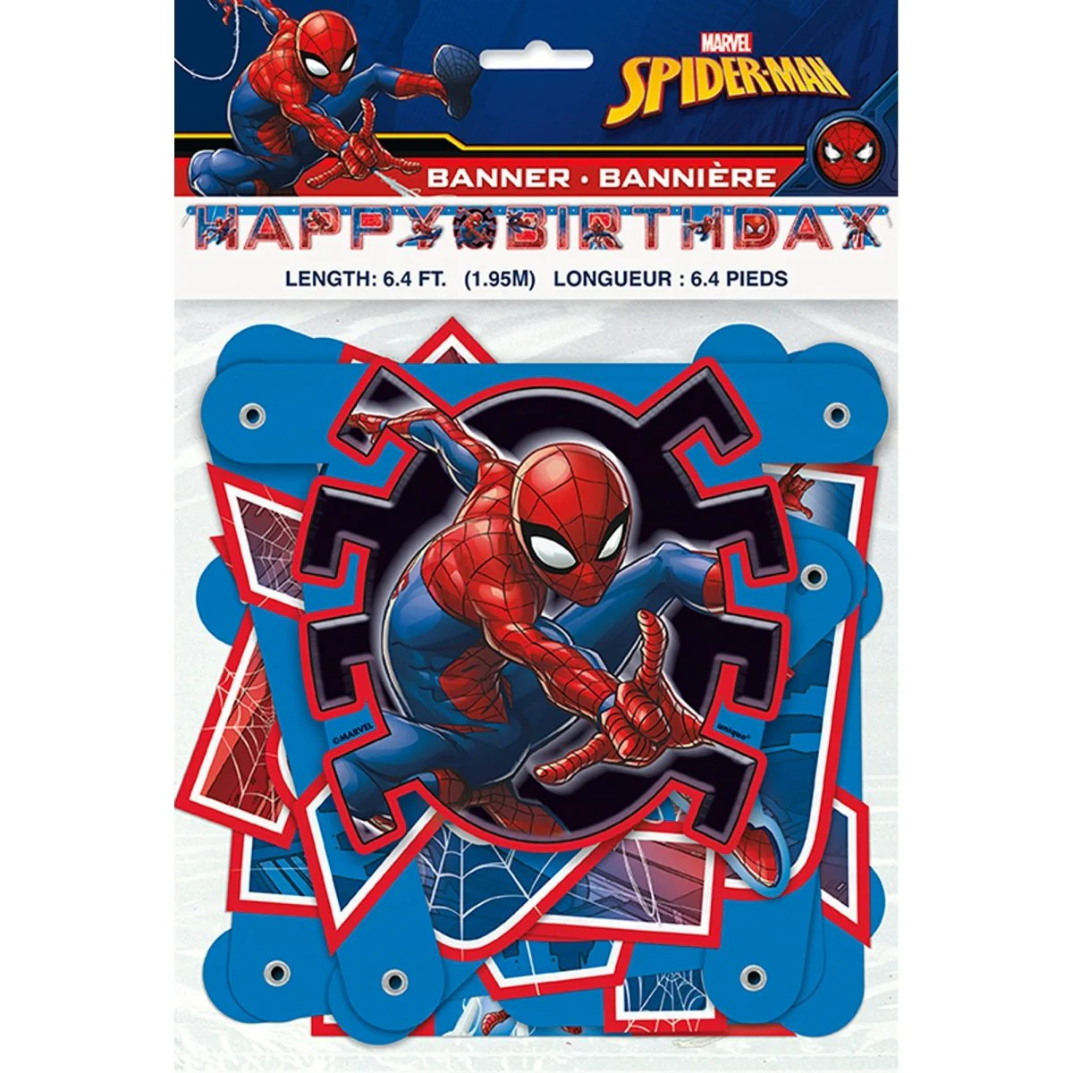 Spider-Man Happy Birthday Jointed Banner, Marvel, 76 Inches, 1 Count - Image 2