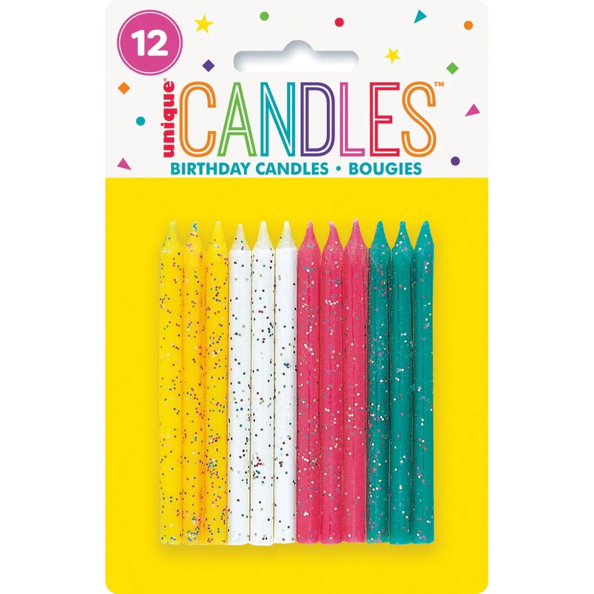 Spiral Candles with Confetti, 24 Count
