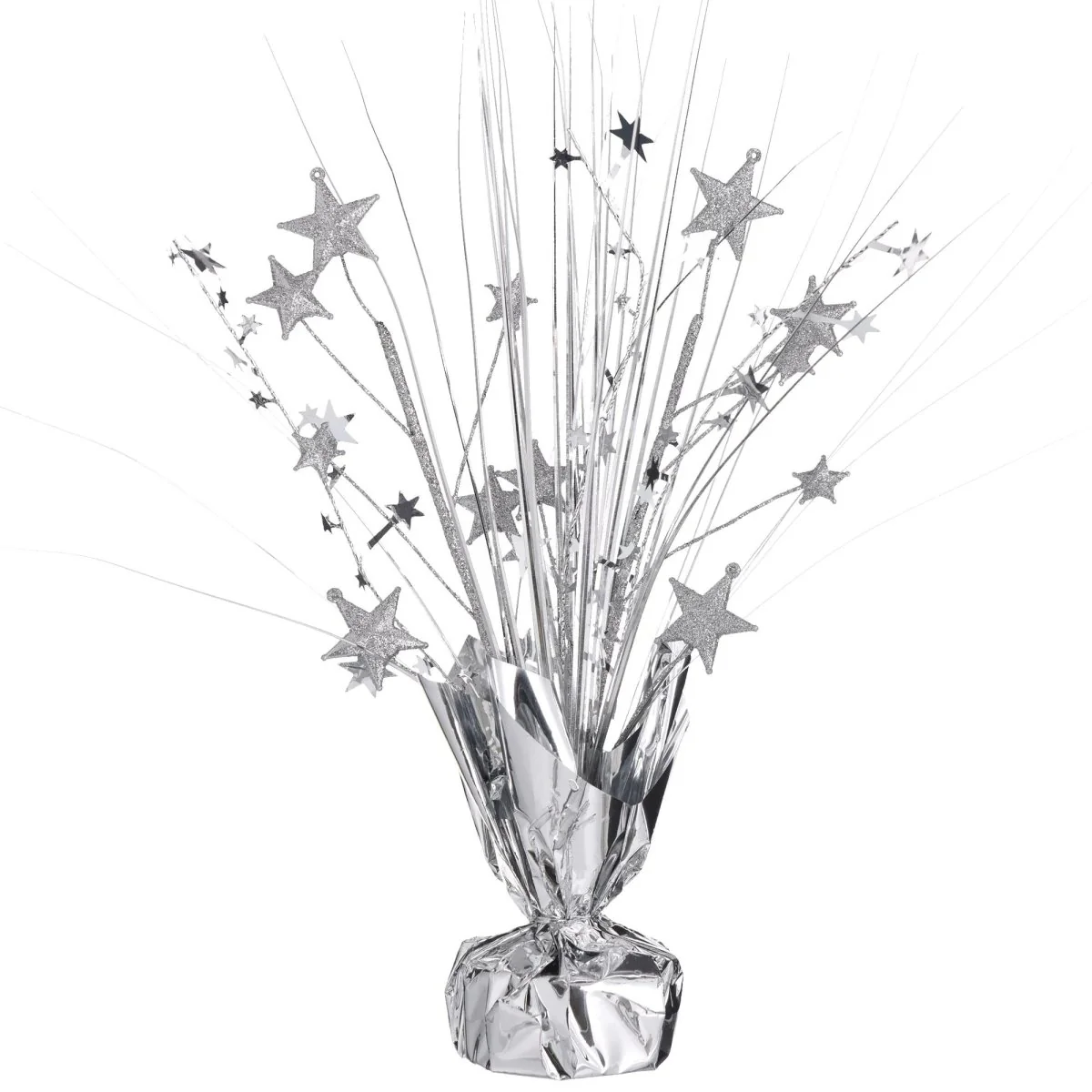 Spray Centerpiece with Stars, Silver, 12 Inches, 1 Count