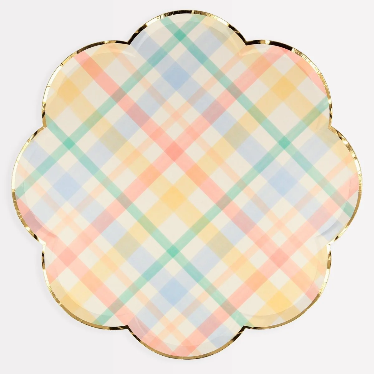 Spring Plaid Large Lunch Paper Plates, 10.5 Inches, 8 Count