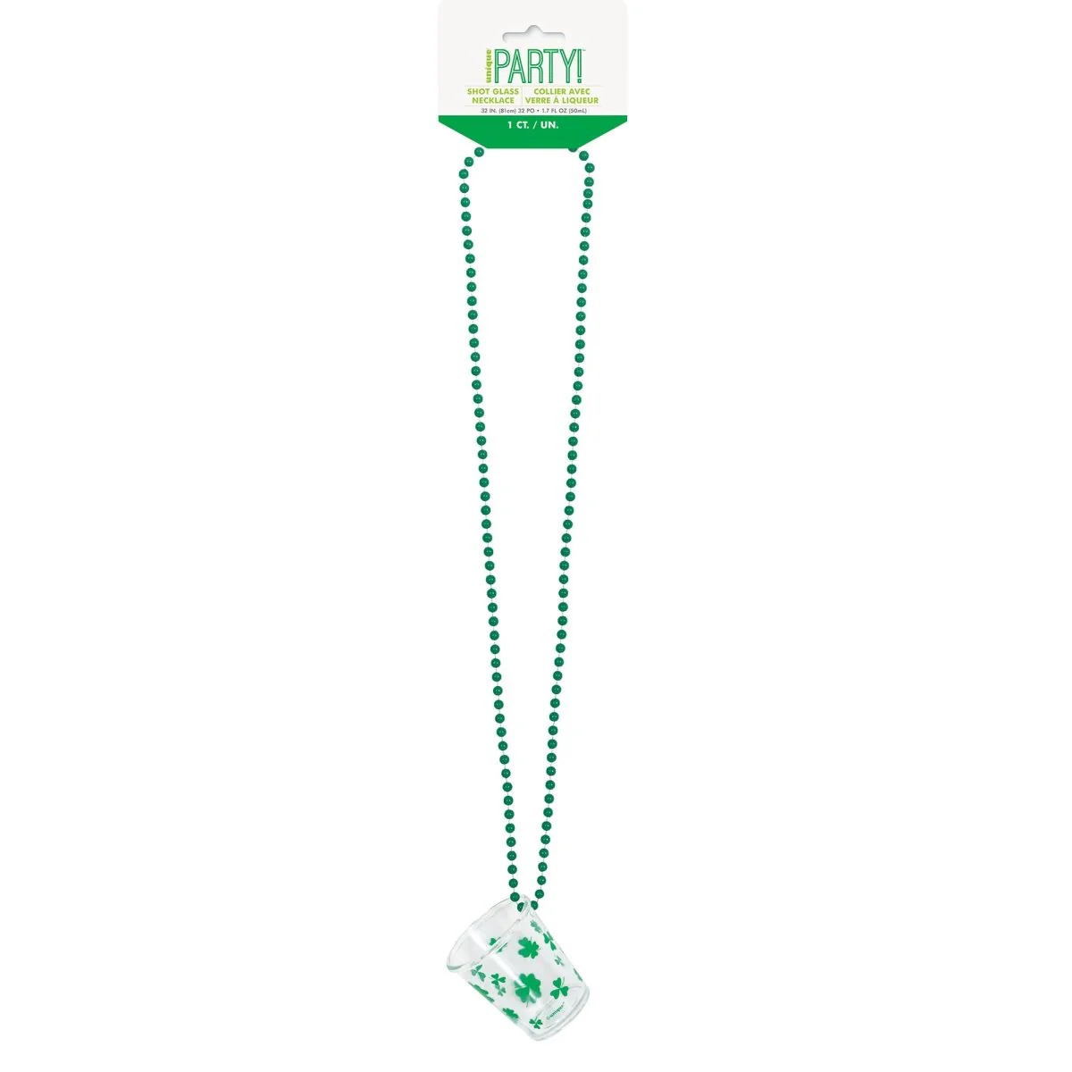 St-Patrick's Day Green Bead Necklace with Shot Glass, 1 Count - Image 2