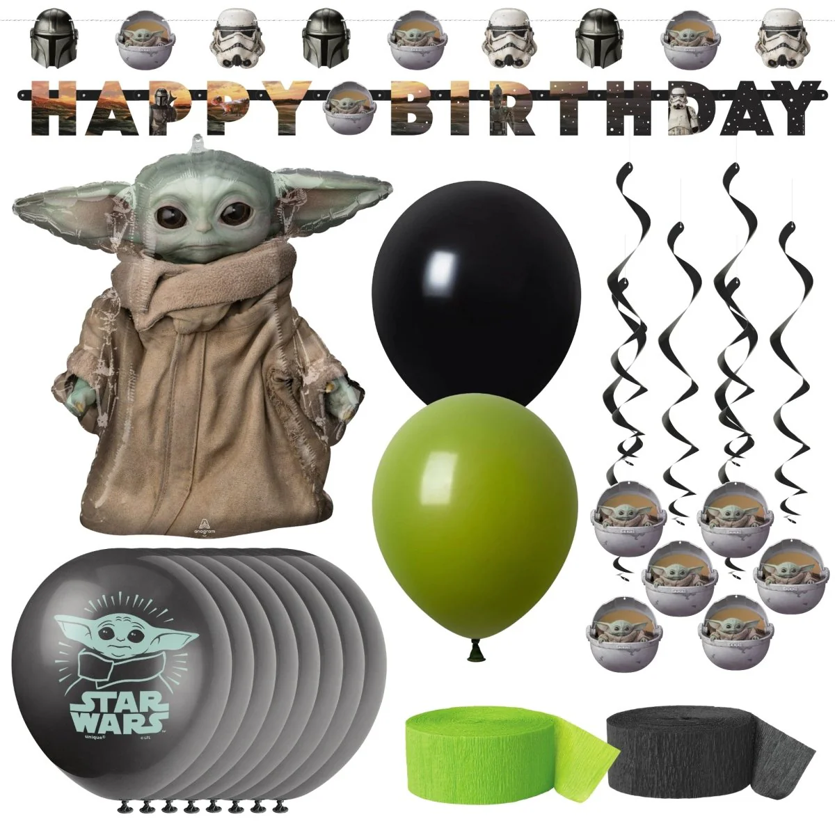 Star Wars The Mandalorian Grogu Basic Decoration Party Supplies Kit