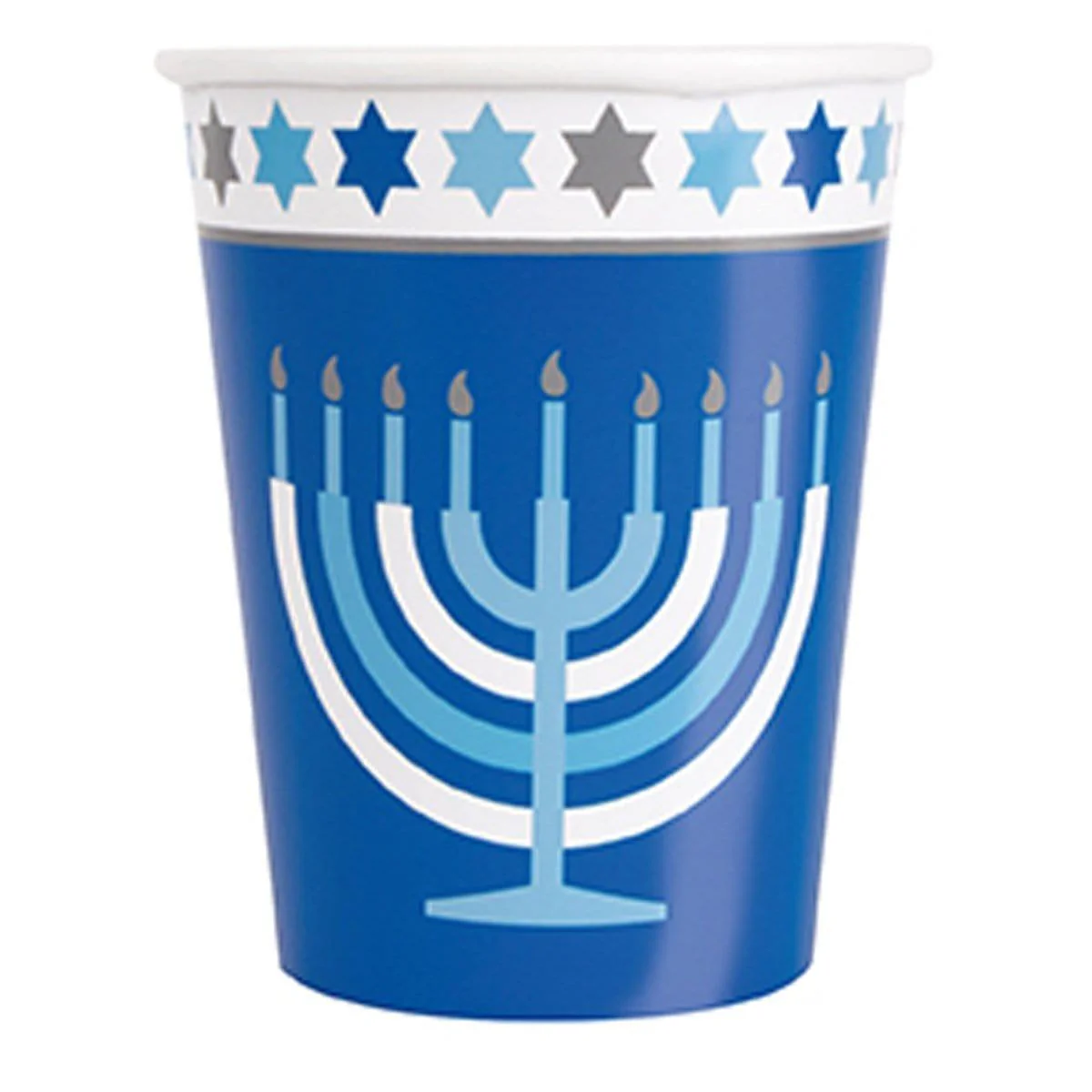 Starry Hanukkah paper cups 9 ounces, 8 per package