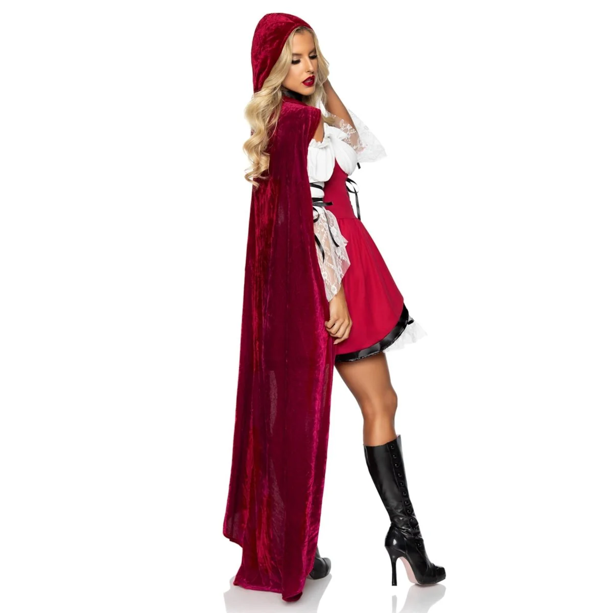 Storybook Red Riding Hood Costume for Adults, Red and White Dress - Image 3