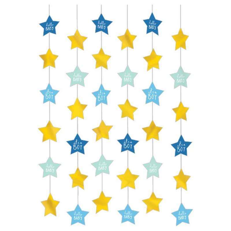 Baby shower blue string decorations
