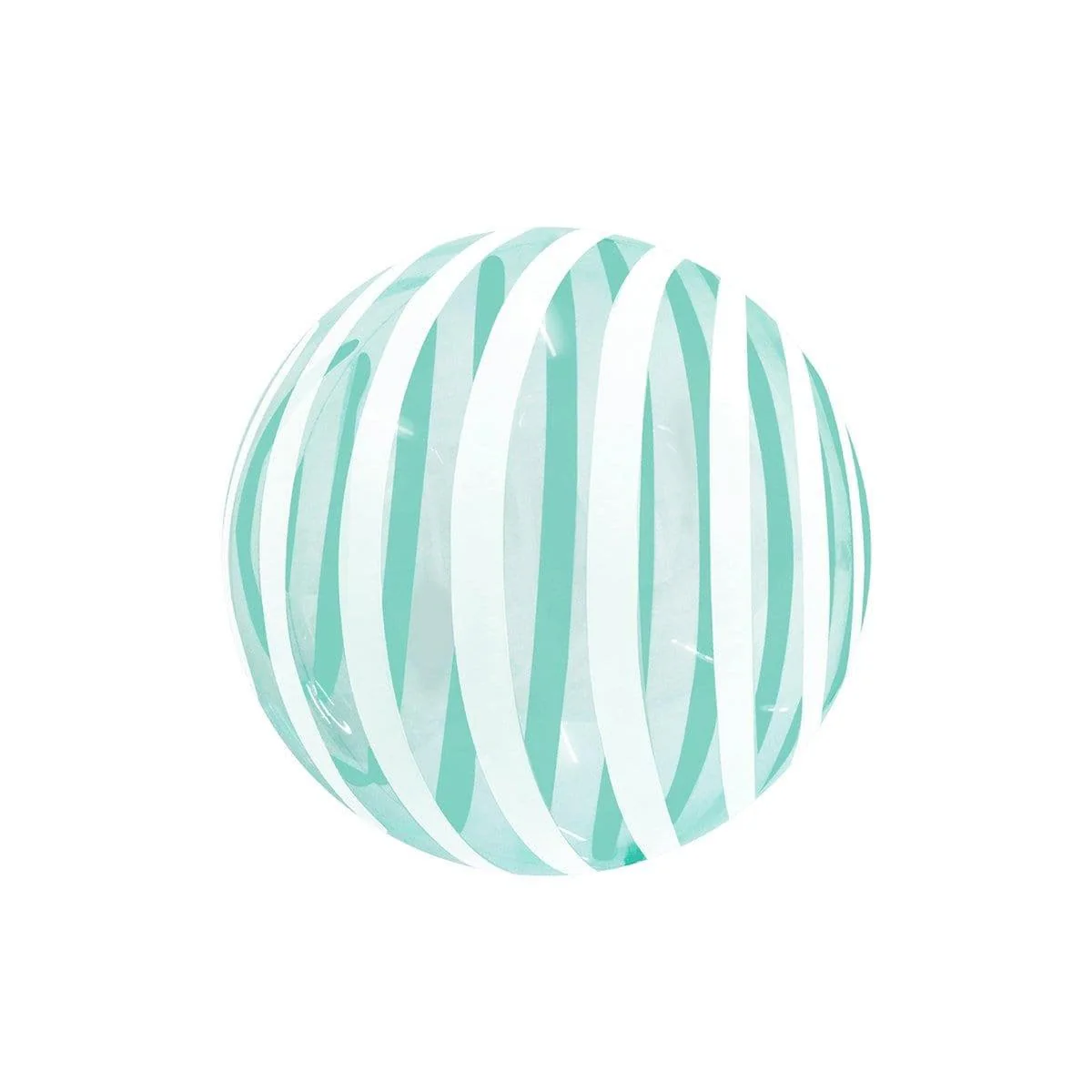 Stripe Bubble Balloon, Green & White, 18 Inches