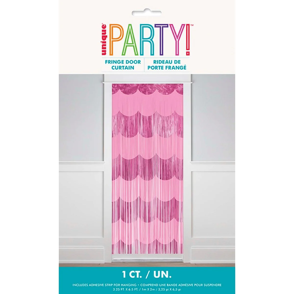 Summer Disco Pink Scallop Fringe Curtain, 39 x 78 Inches, 1 Count - Image 2