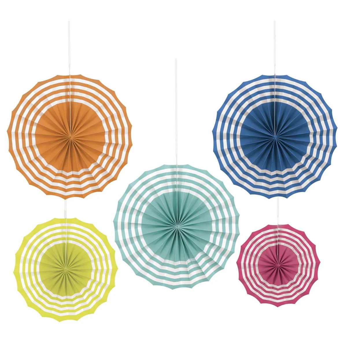 Summer Fun Paper Fan Decoration Kit, 5 Count
