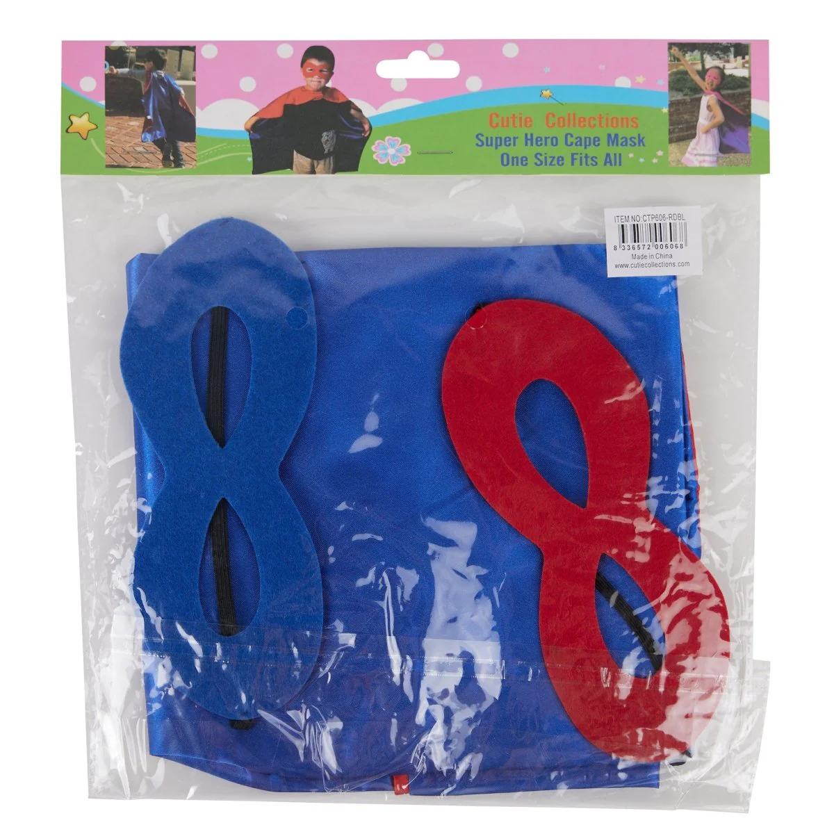 Superhero reversible cape and mask for kids