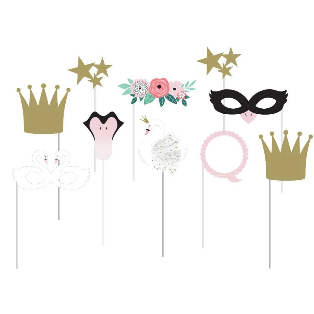 Swan Party photo booth props, 10 per package