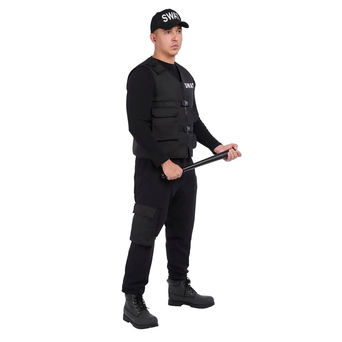 Swat Costume for Adults, Vest, Cap and Leg Pouch - Image 2