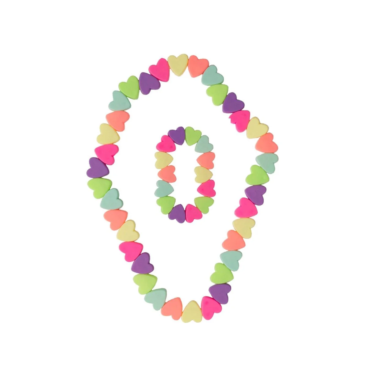 Sweet Hearts Necklace and Bracelet Set for Kids, 2 Count
