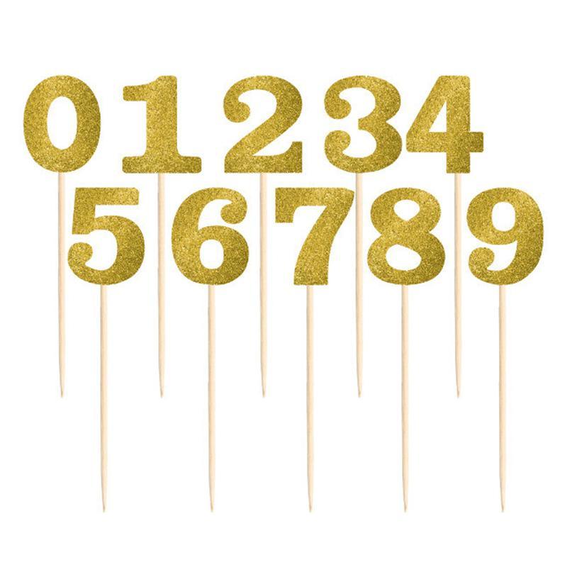 Table Number Picks 1-12 - Gold Glitter