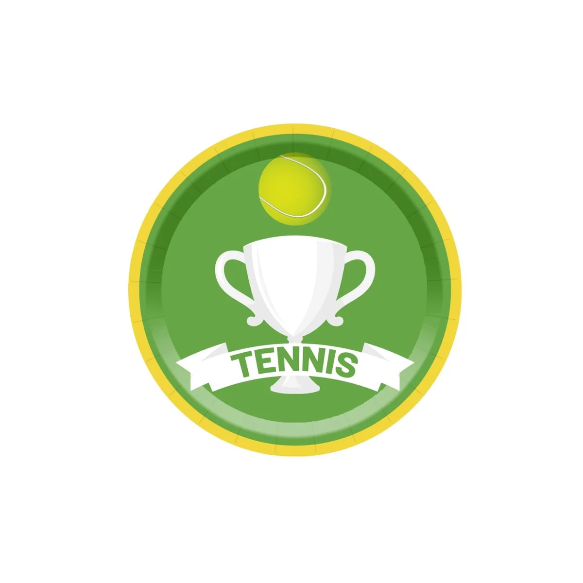 Tennis Small Round Dessert Paper Plates, 7 Inches, 8 Count