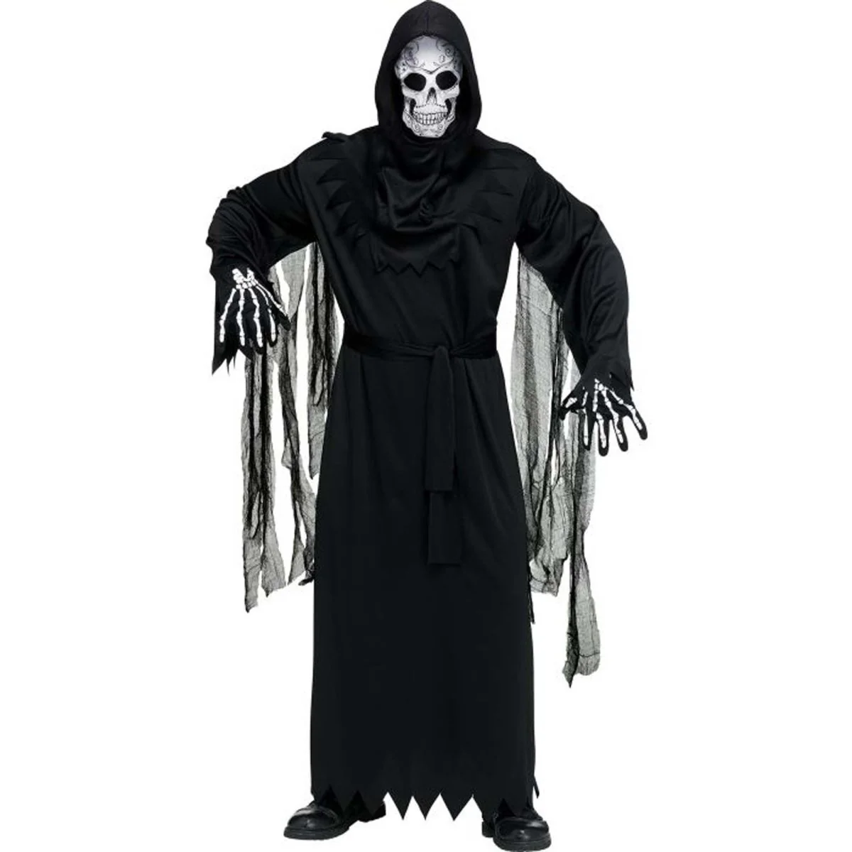 The day of the Dead Reaper Costume for Adults, Black Robe