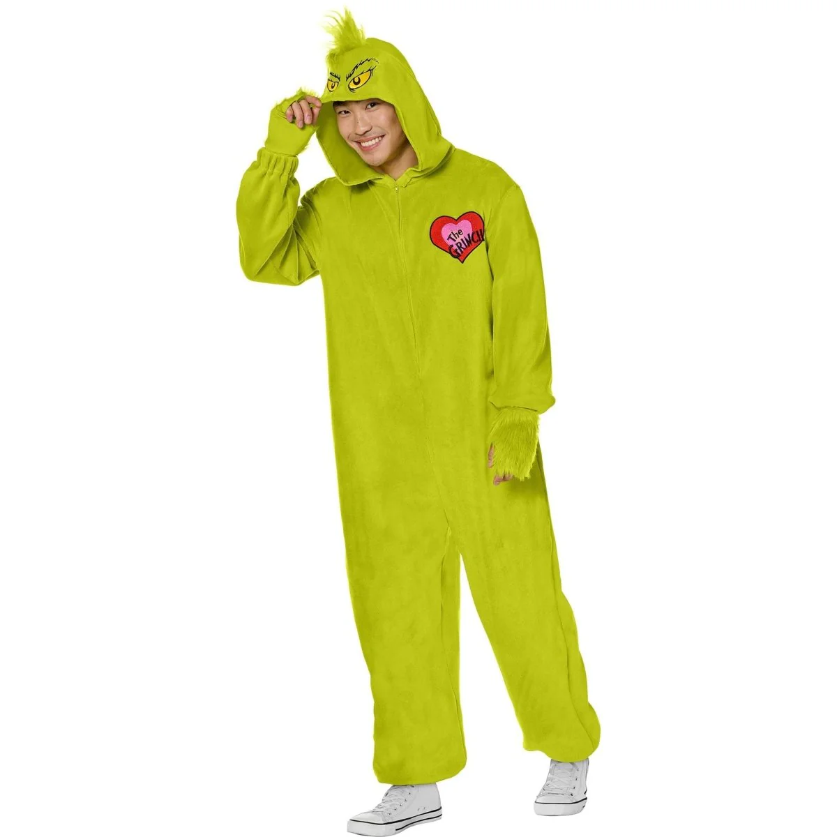 The Grinch Costume for Adults, Green Hooded Jumpsuit