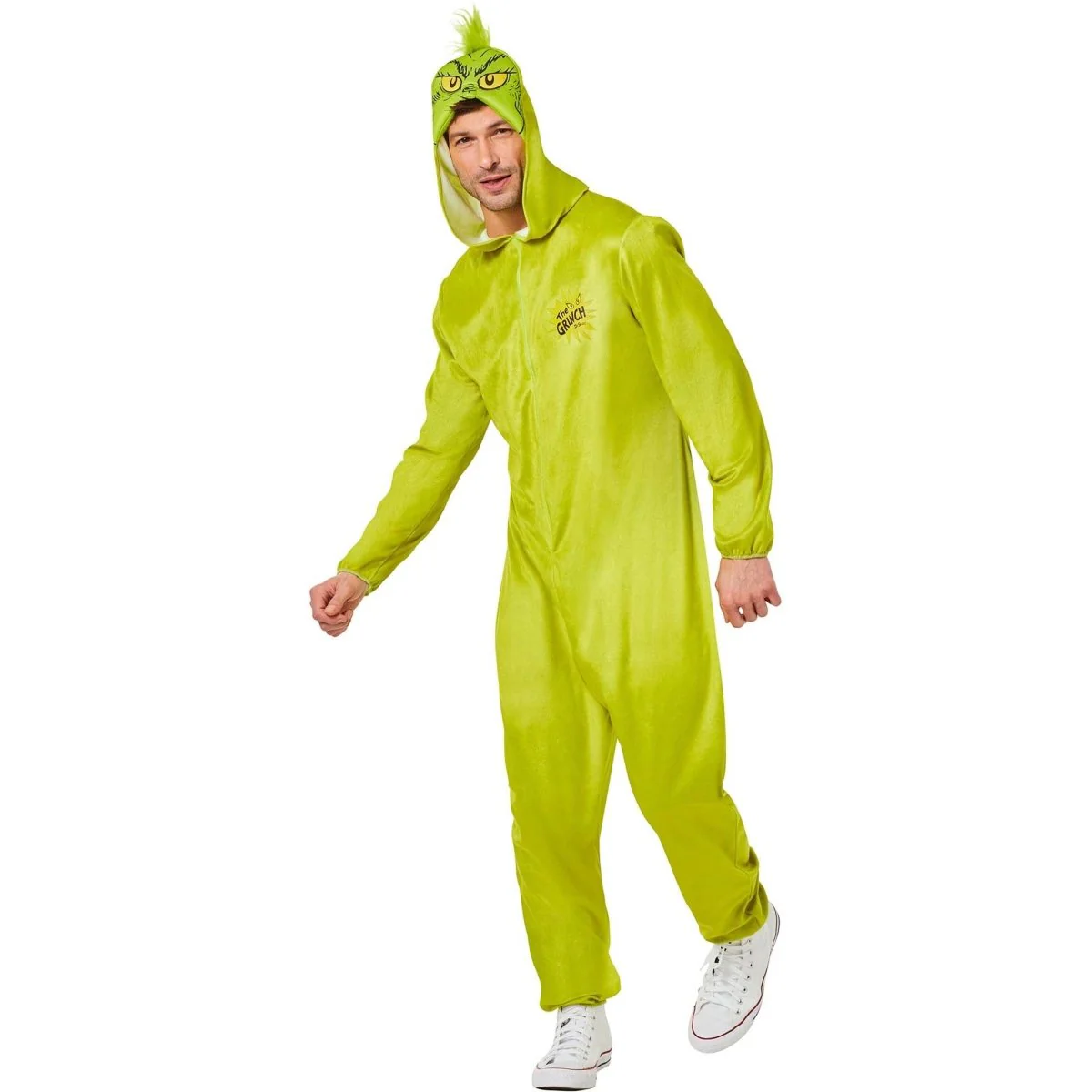 The Grinch Costume for Adults, Green Hooded Jumpsuit - Image 3