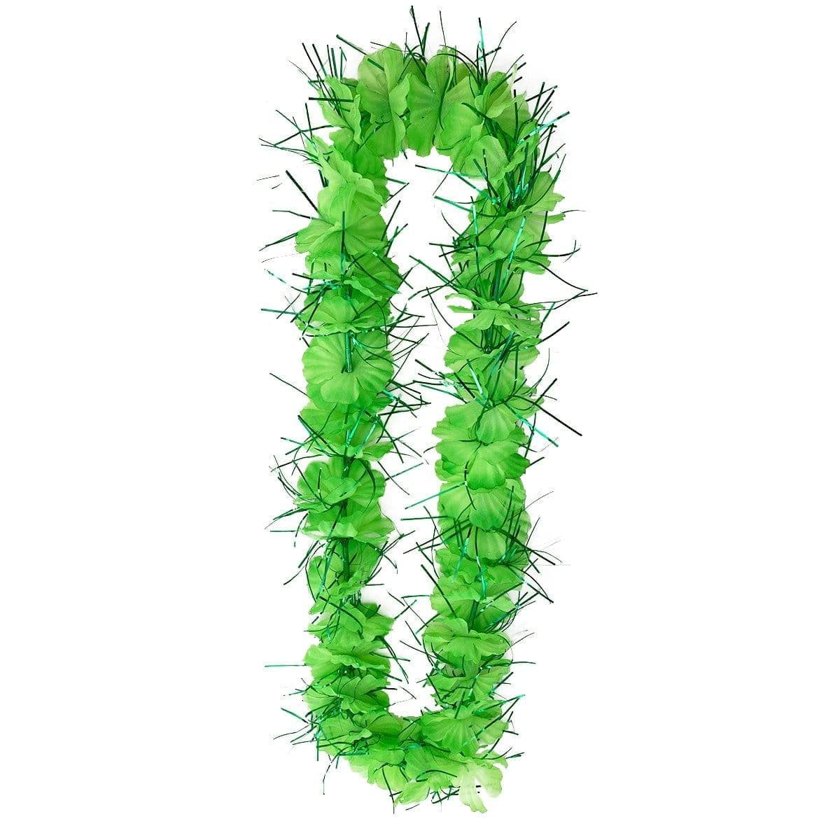 Green Tinsel Flower Lei Necklace