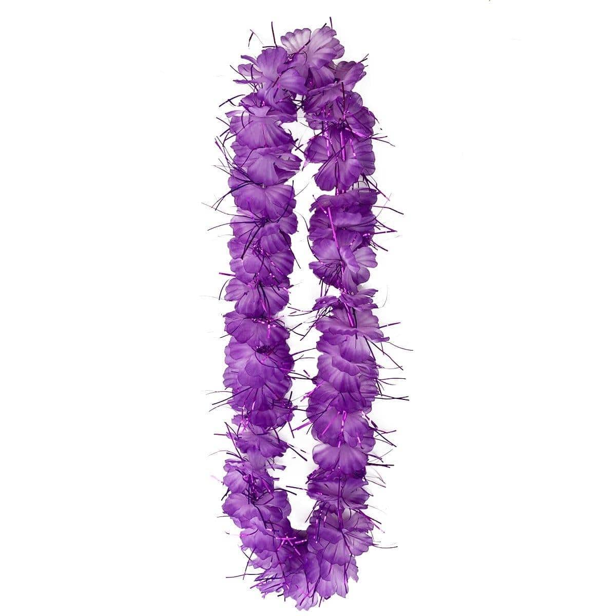 Purple Tinsel Flower Lei Necklace