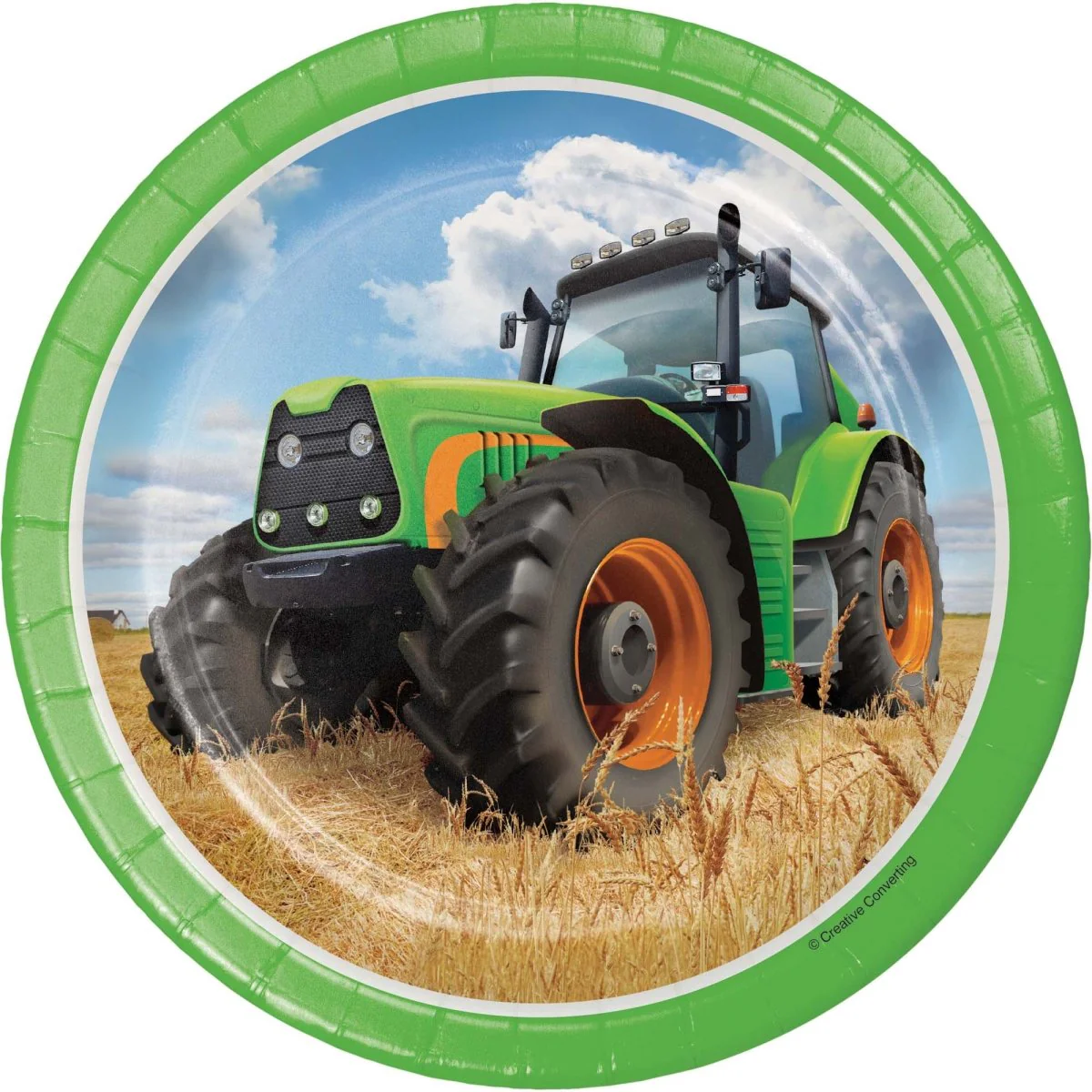 Tractor Time Birthday Small Round Dessert Paper Plates, 7 Inches, 8 Count
