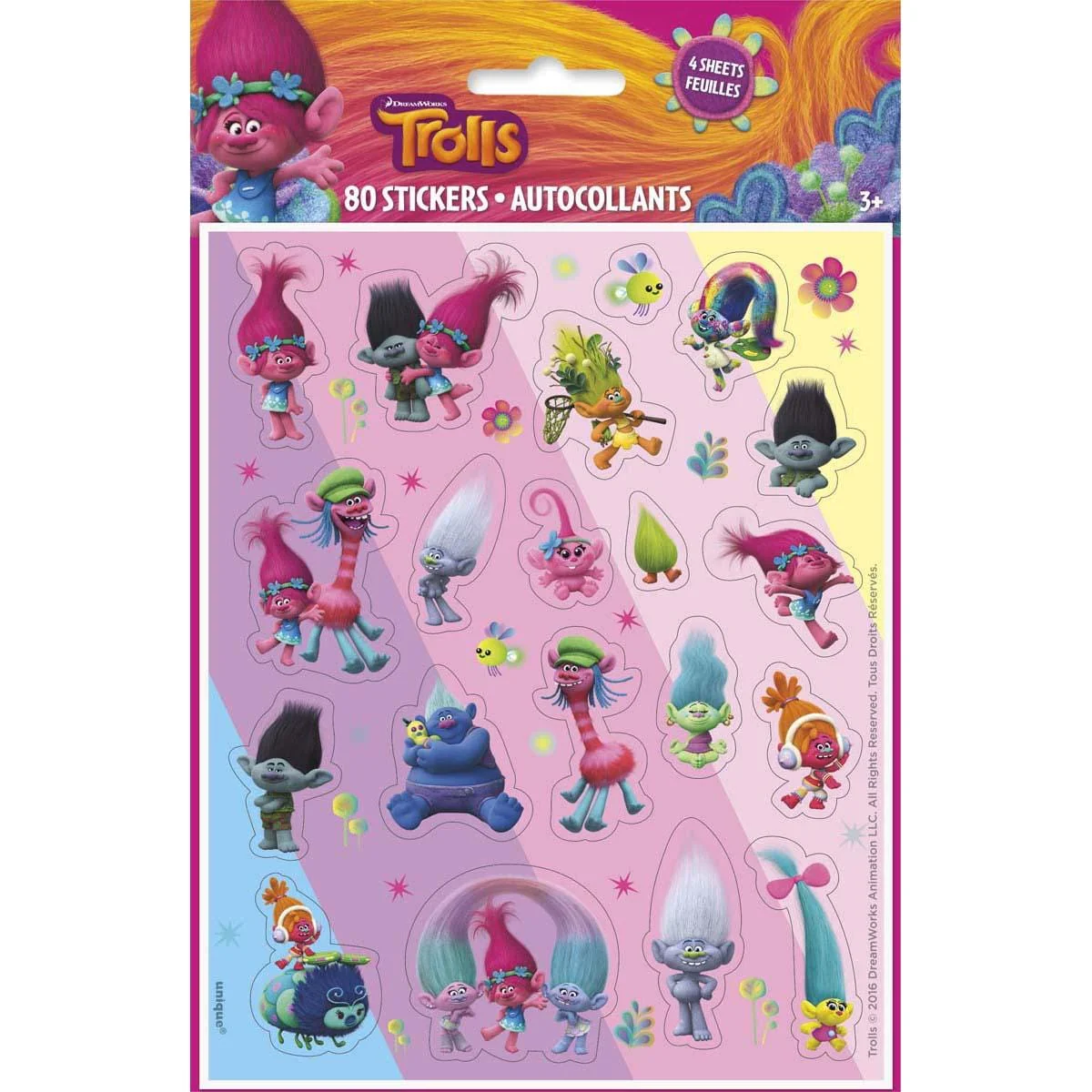 Trolls stickers, 80 per package