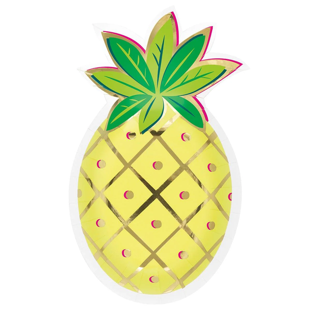 Tropical Leaves Pineapple Shaped Paper Plates, 10 in, 8 Count